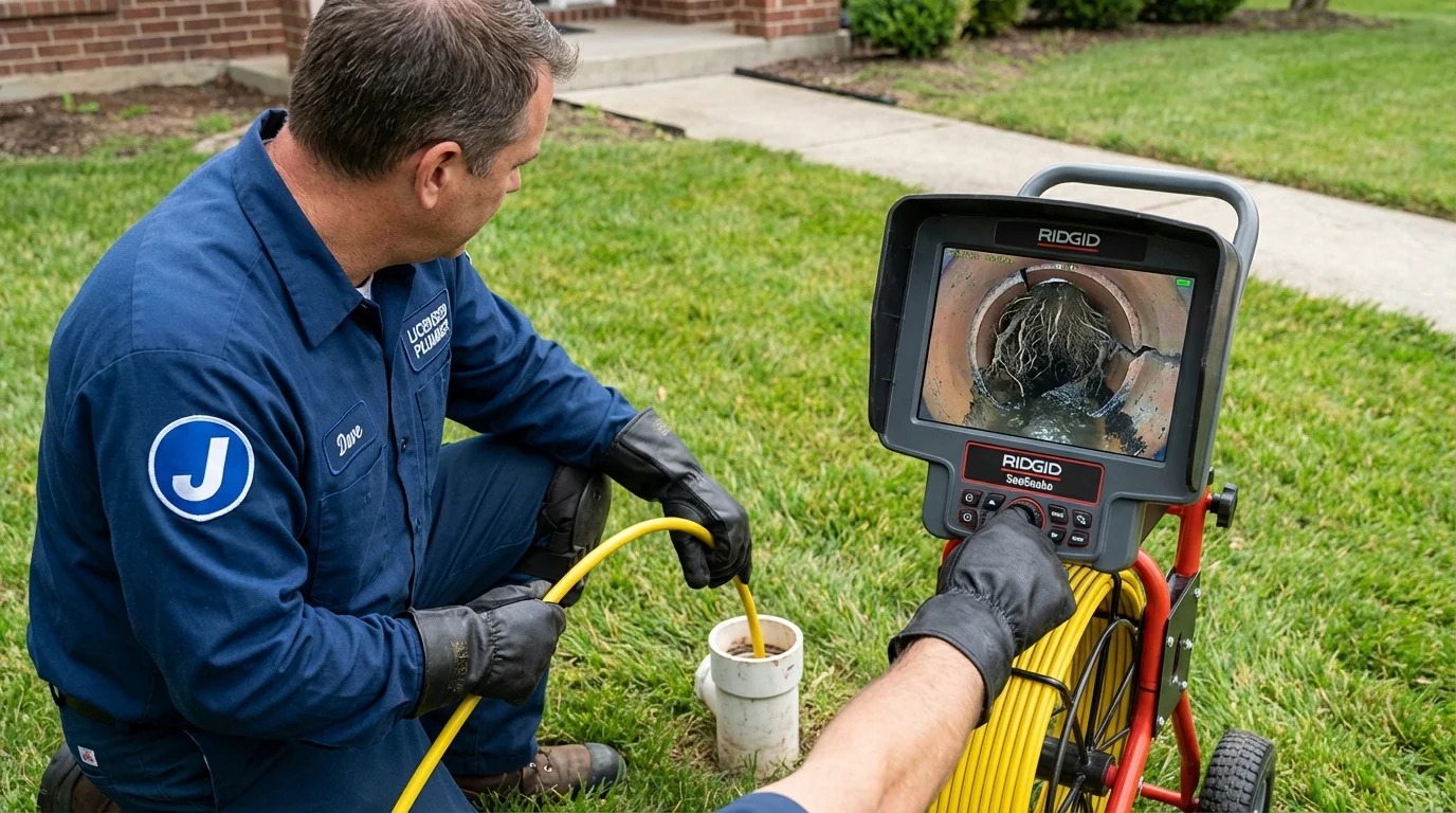 Sewer camera inspection being performed by Johns Plumbing LLC in Paramount