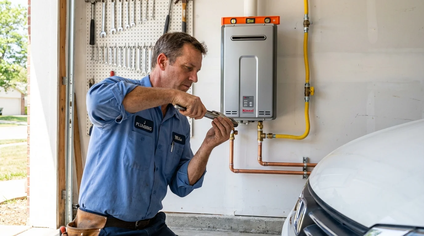 Tankless water heater installation by a Johns Plumbing LLC plumber in Paramount