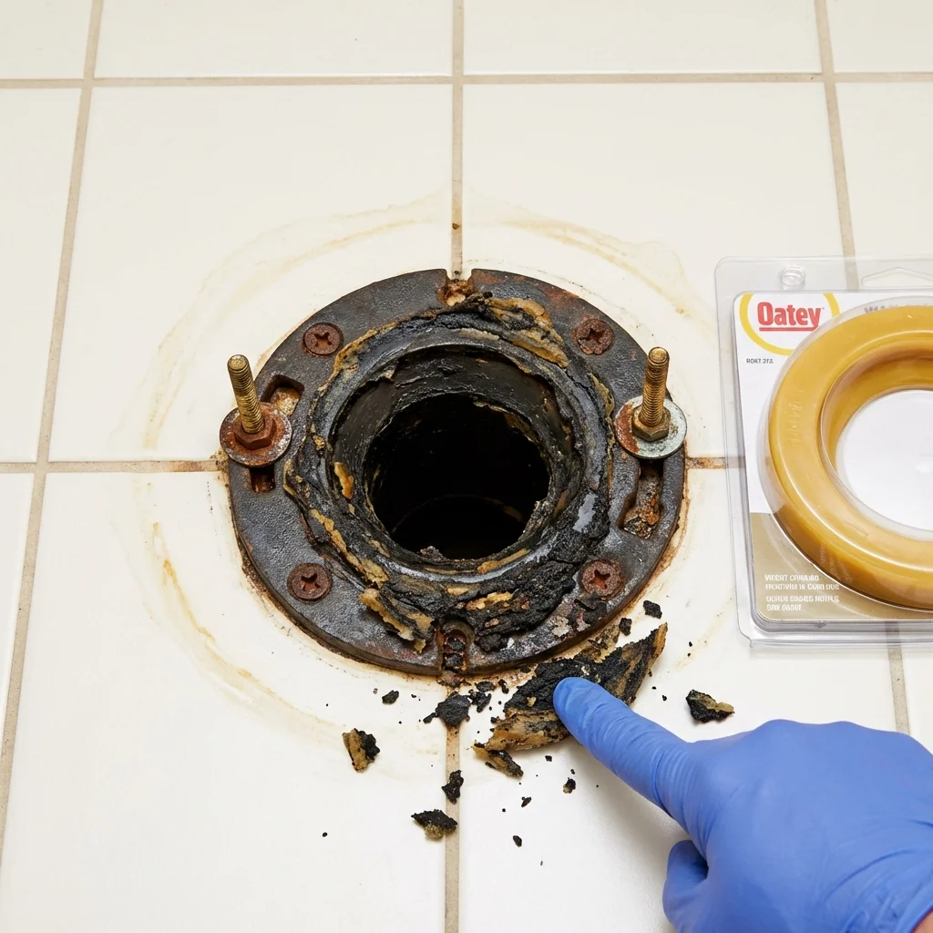 Failed wax ring showing water seepage at the base of a toilet in a Paramount, CA home